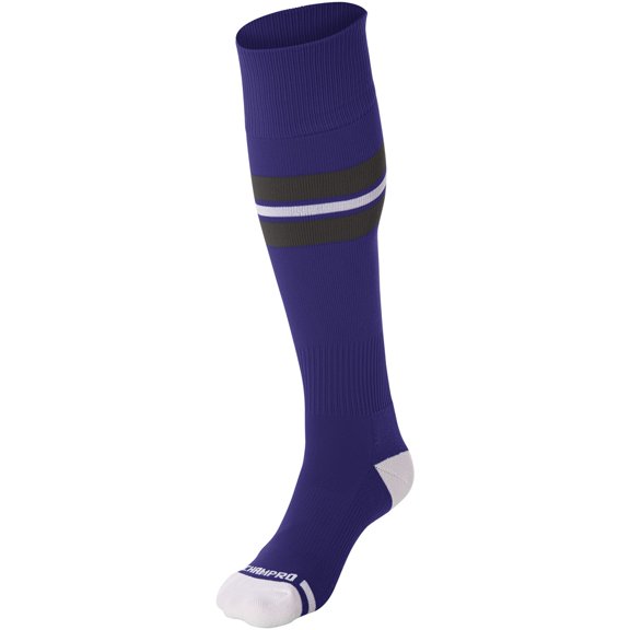 Striped Baseball Sock - PURPLE, GRAPHITE, WHITE - M