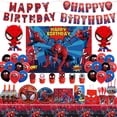 thumbnail image 2 of Decoración de cumpleaños de Spiderman Globos para niños Vajilla de Spiderman rojo Mantel Fondo Vasos de papel Platos Suministros para fiesta de bebé, 2 of 5
