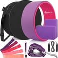 thumbnail image 1 of Juego de ruedas de yoga 11 en 1, rodillo trasero y 2 bloques con correa, bandas de resistencia, bolsa de transporte para saltar, accesorio perfecto para rueda trasera de yoga, kit de iniciación para p, 1 of 1