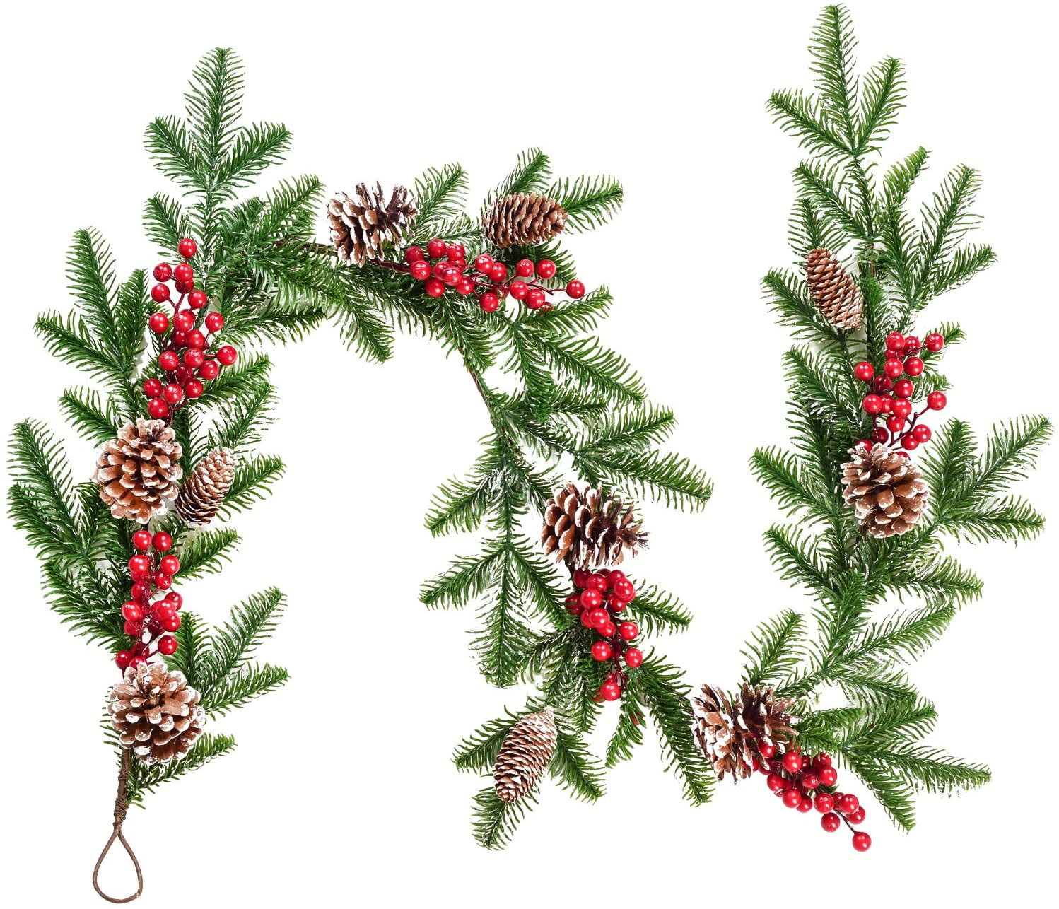 Fomlily Red Berry Pine Garland Christmas Decoration, 6ft Christmas Garland  Greenery with Eucalyptus Leaves Red Berries and Pine Cones for Holiday