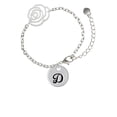 thumbnail image 2 of Delight Jewelry Silvertone Large Script Letter - D - 3/4'' Disc - Silver-tone Flower Link Chain Bracelet, 6.75"+2" Extender, 2 of 4