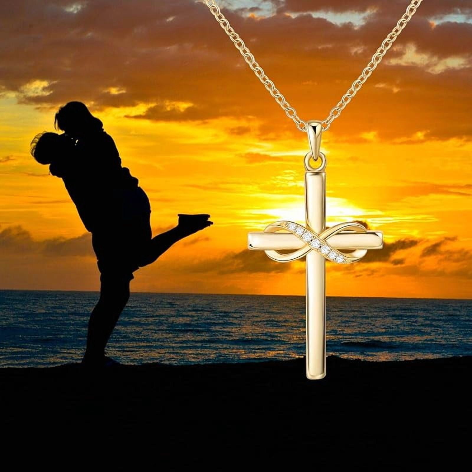 925 Sterling Silver Cross Necklace for Women Infinity Necklace 14K Rose Gold Plated Necklaces for Easter or Mother's Day