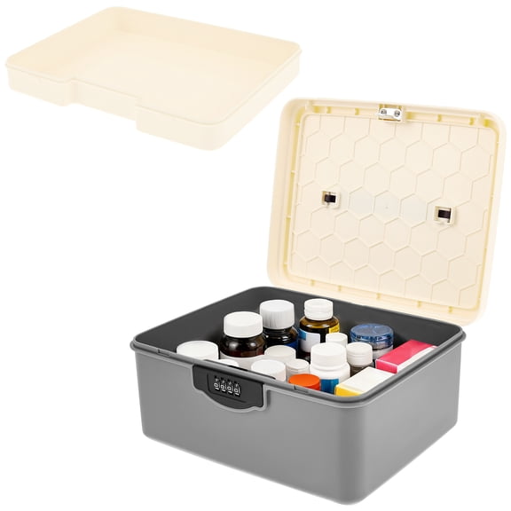 LINFANG Lockable Medicine Box Medication Lockable Container for Refrigerator with Code Locking Box for Medicine Phone Office Document Safety