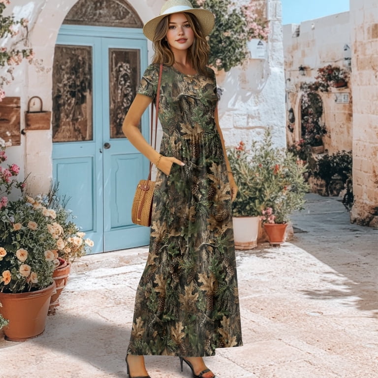 maxi camo dress Camouflage Bow Logo print on the chest AKIRA Now You See Me
