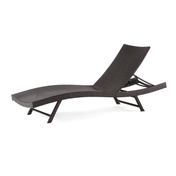 Outdoor Wicker Chaise Lounges, Set of 2, Brown