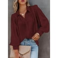 thumbnail image 2 of Womens Button Down Shirts Casual Long Sleeve Blouses Solid Color V Neck Shirt Tops, 2 of 10