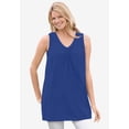 thumbnail image 5 of Woman Within Plus Size Perfect Sleeveless Shirred V-Neck Tunic, 5 of 6