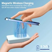 10000mAh Magnetic Power Bank, Foldable Wireless Portable Charger with LED Display, with Type-C Cable, Supports Fast Charging and Lightning Input Charges Smartphones Android