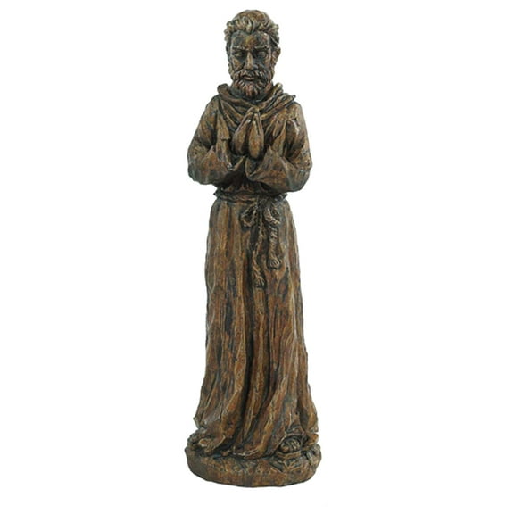 Solid Rock Stoneworks Small Praying St Francis Statue - 22" Tall - Espresso Finish