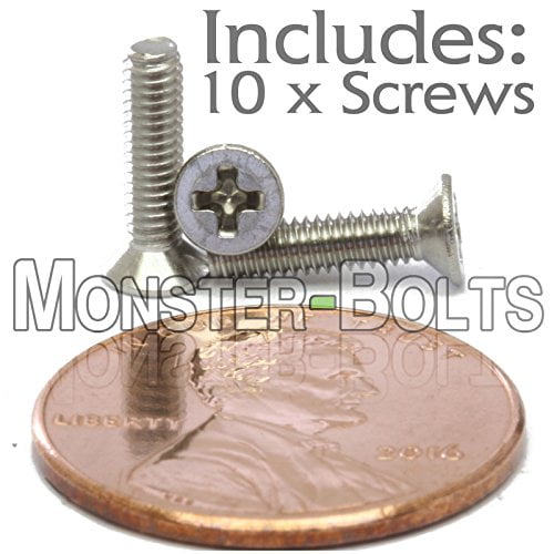 M2.5 x 10mm Phillips Flat Head Screws A2 304 18-8 Stainless Steel 