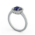 thumbnail image 2 of 1.40 Ct Stunning Halo Round Shape Genuine Blue Sapphire Diamond Engagement Ring for Ladies 14K White Gold Size 5.5, 2 of 7