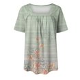 thumbnail image 3 of Gibobby Playera de Manga Corta Casual Suave Tops verano para mujer, cuello cuadrado, plisado, frente, manga corta, túnica, camisas (Verde de menta,CH), 3 of 4