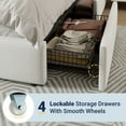 thumbnail image 6 of Allewie Modern King Size Platform Bed Frame with 4 Storage Drawers and Velvet Upholstered Headboard, Wooden Slats Support, White, 6 of 8