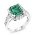 thumbnail image 5 of Gem Stone King 925 Sterling Silver Emerald Cut Green Malachite Ring for Women (5.62 Cttw, Size 5), 5 of 5