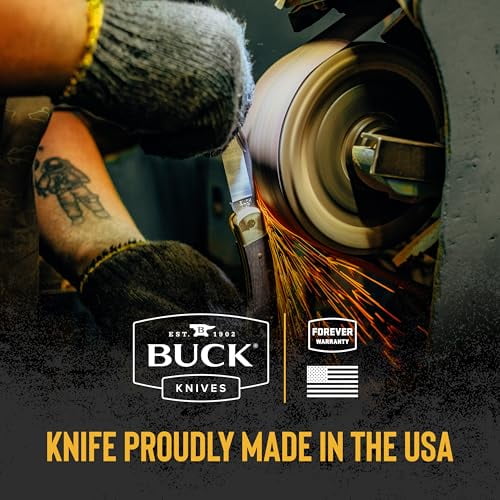 Buck Knives 110 Famous Folding Hunter Knife with Genuine Leather Sheath - TOP SELLER