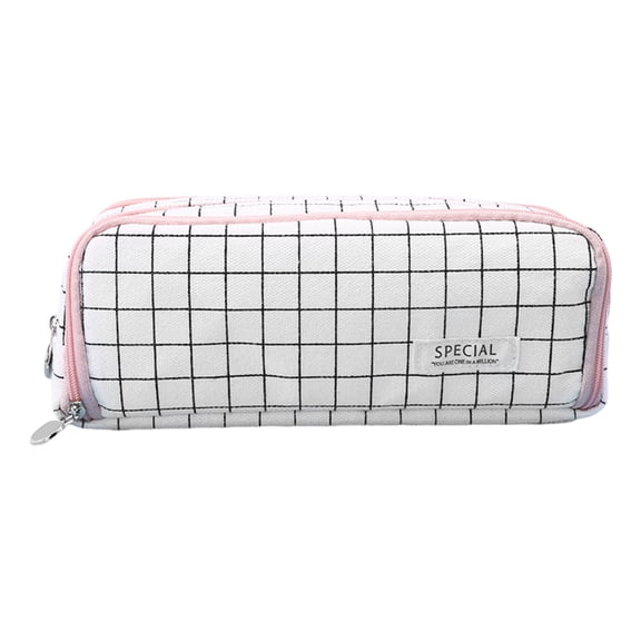 OIUR Large Pencil Case Canvas Makeup Bag with Zipper Multiple Compartments Pencil Pouch Lightweight Pencil Organizer