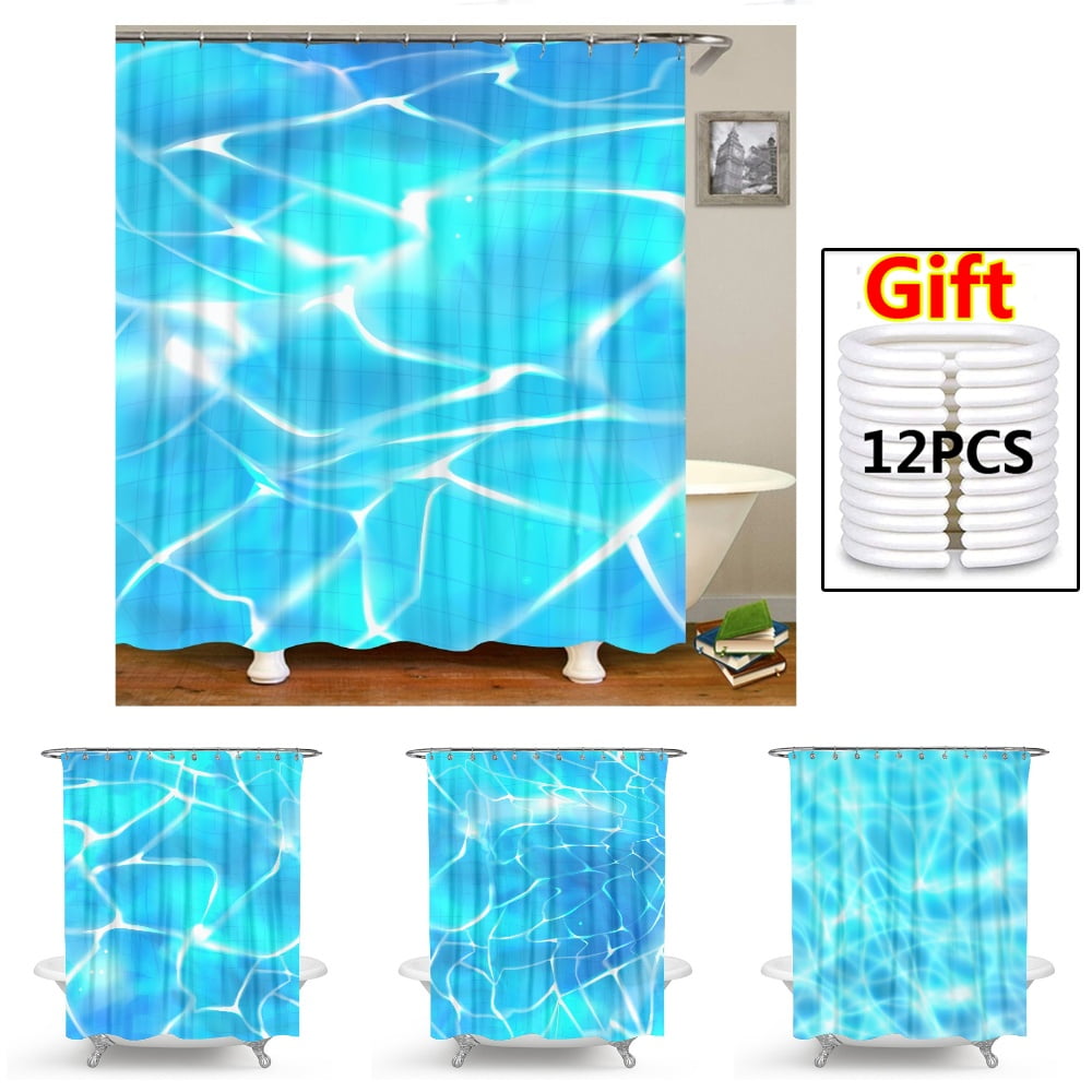 Blue Ocean Shower Curtian Rustic Bath Curtain,3D Print for Holidays