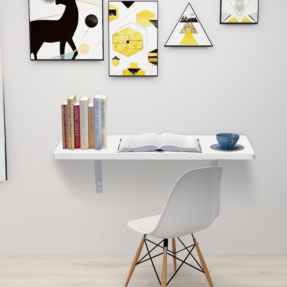 Lowestbest Wall Mounted Drop Leaf Table Floating Folding Table Desk For Office Home Kitchen Walmart Com Walmart Com
