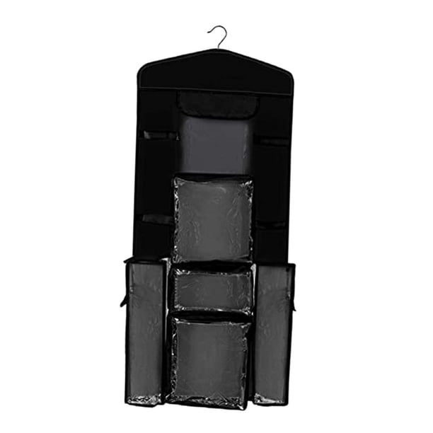 Organizador colgante de doble cara para bolsas de regalo con múltiples bolsillos, 17 x 40,5 Negro