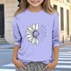 thumbnail image 1 of Blusas y camisas de cuello redondo y manga larga para niños, blusas/camisas de poliéster con estampado de corazones, mangas 3/4 y cuello redondo, elegantes e informales., 1 of 5
