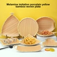 thumbnail image 2 of Hyasfey Imitation Bamboo Plate Round Smooth Edges Easy to Clean High Temperature Resistant Plate Hand Woven SnacksTray, 2 of 8