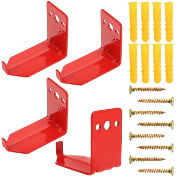 MLINS Fire Extinguisher Mount Red Metal Wall Bracket with Universal Hook for Secure Installation 4pcs