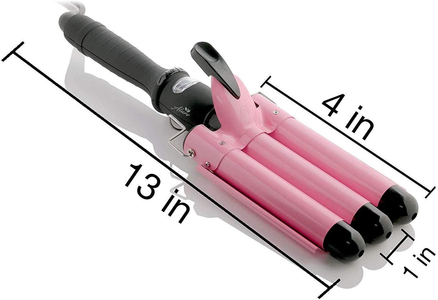 3 BARREL CURLING IRON WAND, JUNGLE WAVE 1″ CERAMIC TRIPLE BARRELS HAIR CRIMPER WITH LCD DISPLAY, GIFT FOR MOTHER’S DAY, PINK