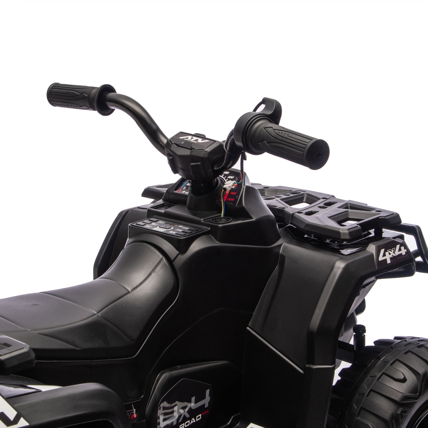 24V Electric Ride-On ATV, 2WD Electric 4-Wheeler with Decorative Flags, Built-in Music, USB Port, Electric Ride On Car for Kids 3-6, Black