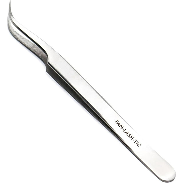 LLBA Pince à Cils Professionnelle pour Volume, Outil d'Application de Faux Cils / Multi-Formes et Objectifs, Pinces Antidérapantes pour Volume, Isolation et Cils Classiques (Argent, Volume Fan-lash-tic)
