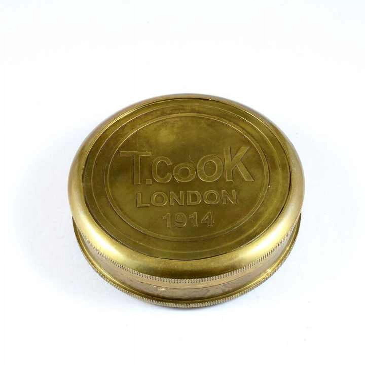T.Cook London Antique Style Brass Compass Metal Directional Finish with Engraved Robert Frost Text inside