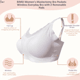 thumbnail image 5 of BIMEI Seamless Mastectomy Lace Bra for Women Breast Prosthesis with Pockets Sleep Bras Soft Daily Bras with 2 Removable Pads,White,XL, 5 of 9