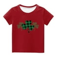 thumbnail image 2 of piuwrlz Short T-Shirts for Girls Short Tops Sleeve Printed Round Neck Tops Shirt Undershirts Red Size 9 Years, 2 of 4