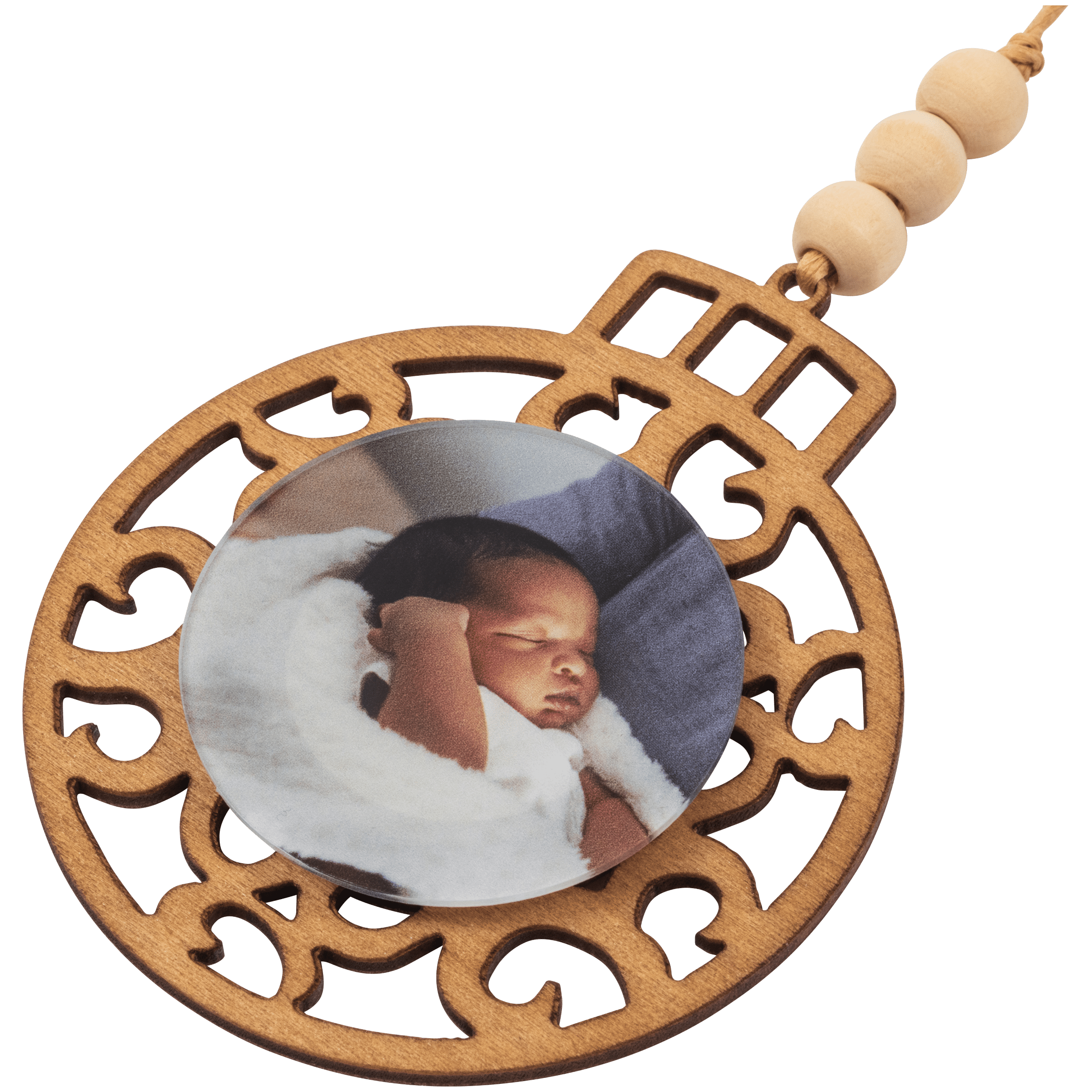 Beaded Wood and Acrylic Ornament