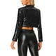 thumbnail image 3 of Cárdigan Abierto Inspire Chic para Mujer con Solapa Notch, Blazer Corto Brillante con Lentejuelas para Fiesta y Club, Negro L, 3 of 5