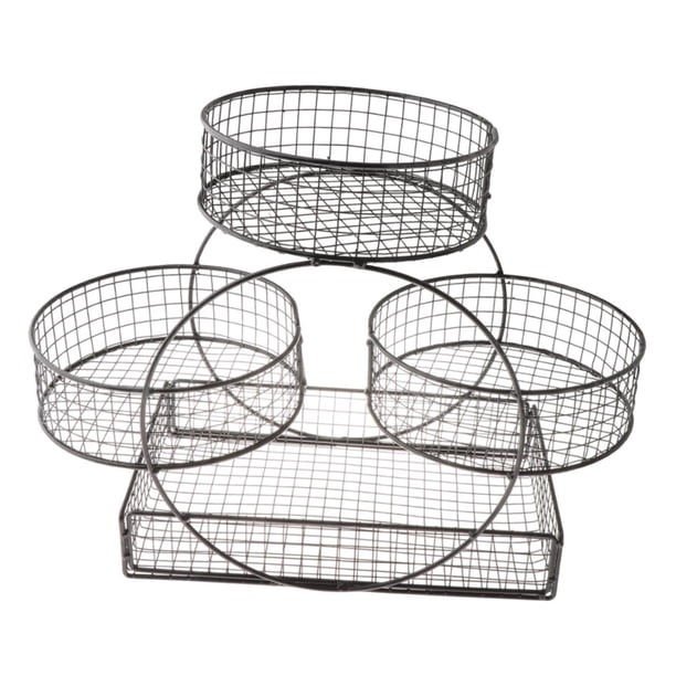 Cesta de frutas de varias capas, organizador multiusos para frutas y verduras. Negro