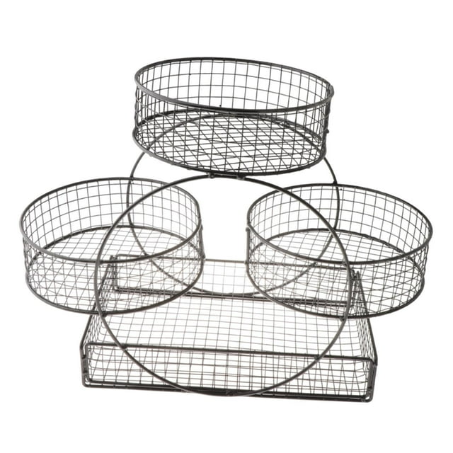 Cesta de frutas de varias capas, frutero, soporte para productos, organizador de malla de hierro para verduras Negro