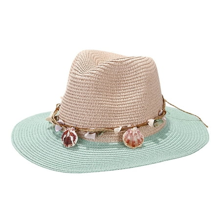 SUYIDA Stylish Panama Sun Hat for Summer Fashion Seaside Holidays and Leisure Outings with Modern Color Block Design