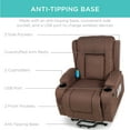thumbnail image 5 of Best Choice Products Electric Power Lift Linen Recliner Massage Chair Furniture w/ USB Port, Heat, Cupholders - Brown, 5 of 8