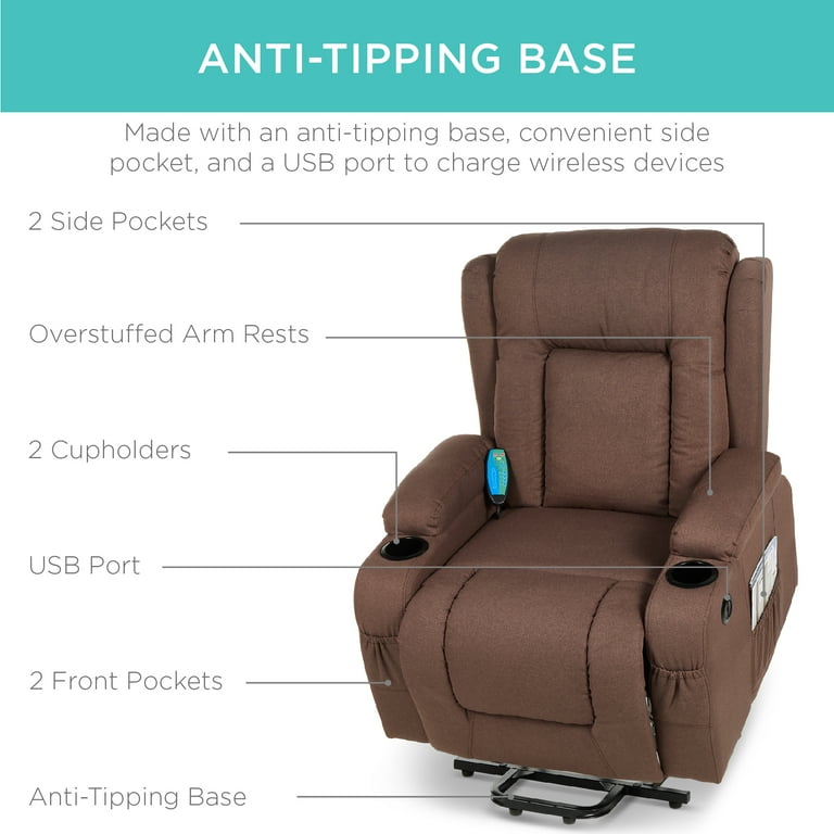 YOFE Large Light Brown Fabric Manual Recliner Chair with USB and 2-Cup  Holders, 360° Swing Massage Heated Single Sofa Chair  CamyBE-GIS00007W1521-Recliner01 - The Home Depot