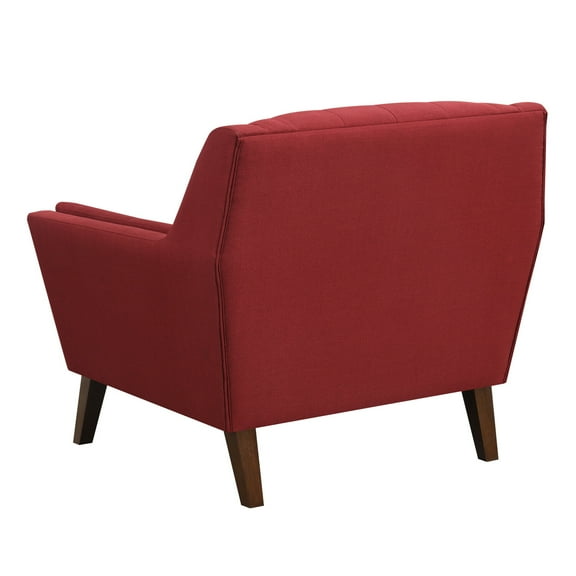 Wallace  Bay Browning True Red Accent Chair with Angular Arms And Legs, Deep Tufting, And Stitching Details