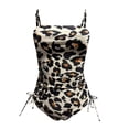 thumbnail image 4 of DHFJKG Women Strapless One Piece Swimsuit Leopard Tummy Control High Cut Bathing Suit Sexy Swimwear Vacation Versatile Beachwear, 4 of 5