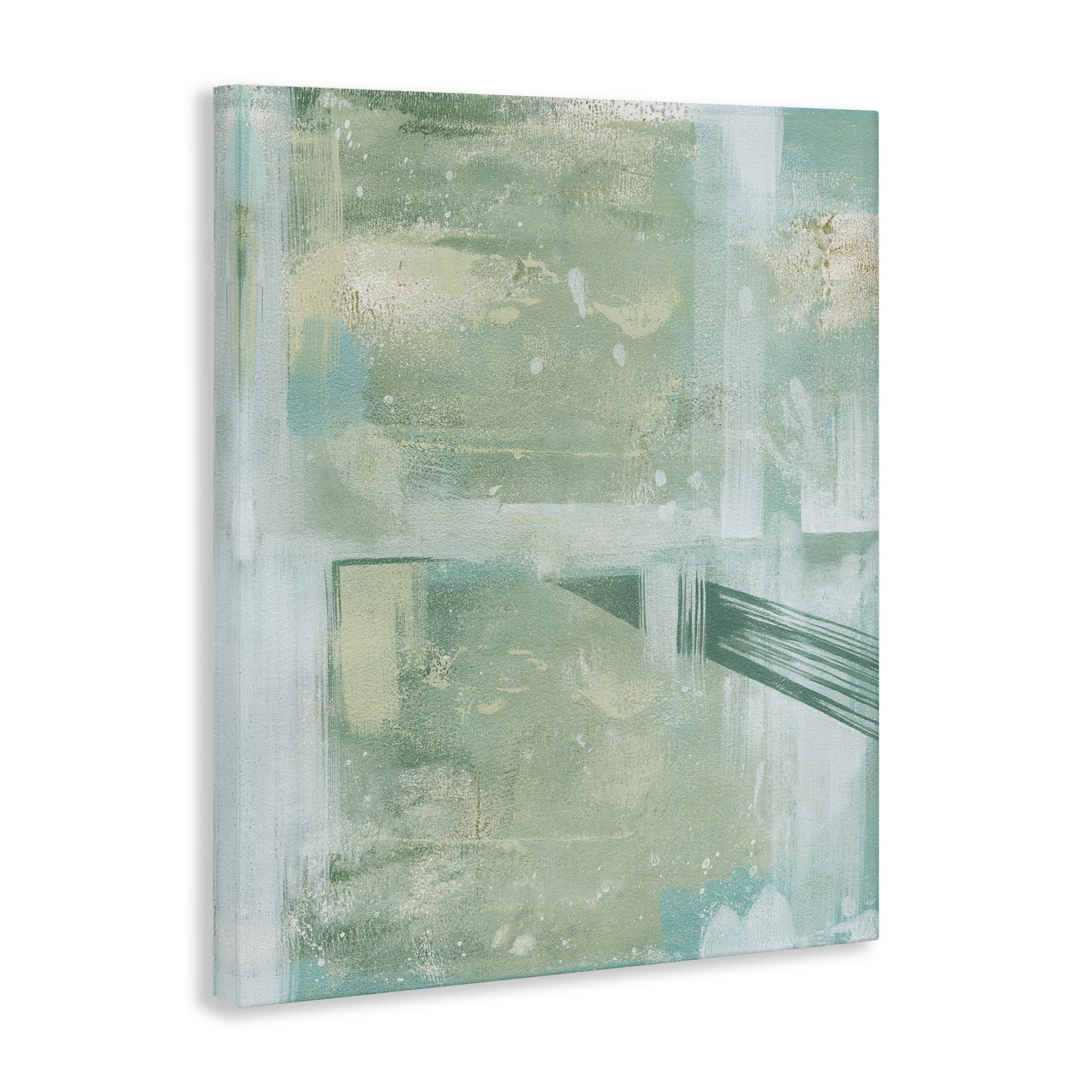 Stupell Industries Green Weathered Abstract Abstract Painting Gallery Wrapped Canvas Art Print Wall Art, 24 x 30