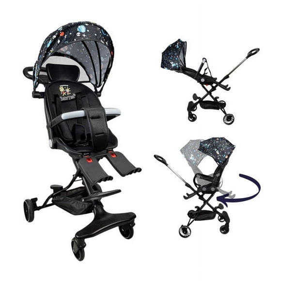Carriola para Bebé de Viaje The Baby Shop con Asiento Giratorio 360, Plegable, Reclinable Negro