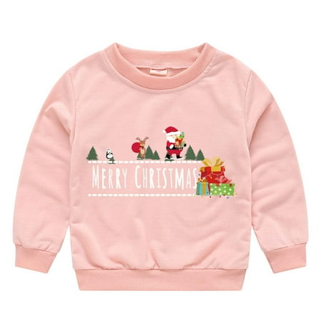 

Toddler Boys and Girls Christmas Pullover Sweater Fashion Christmas Cartoon Print Round Neck Long Sleeve Sweatshirt Children s Casual Top