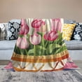 thumbnail image 2 of COMIO Flannel Blanket Pink Tulip Love Heart Truck Valentines Day Blanket White, 2 of 6