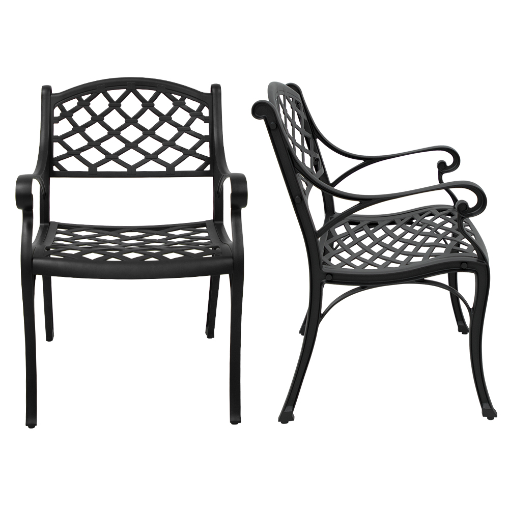 CoSoTower 2 Piece Outdoor Dining Chairs, Cast Aluminum Chairs With Armrest, Patio Bistro Chair Set Of 2 For Garden, Backyard, Lattice Design 2 Chairs - image 5 of 8