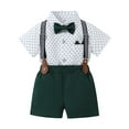 thumbnail image 3 of CARETOO Toddler Boy Outfits Short Sleeve Button Shirts Bowtie Suspender Shorts Formal Clothes 1-5T, 3 of 14