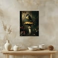 thumbnail image 4 of Dark Moody Wall Art Small Bird Perched on a Botanical Mushroom Poster Print Forestcore Dark Academia Room Decor Aesthetic Retro Cottagecore Artwork Painting for Living Room Unframed8x10inch, 4 of 14