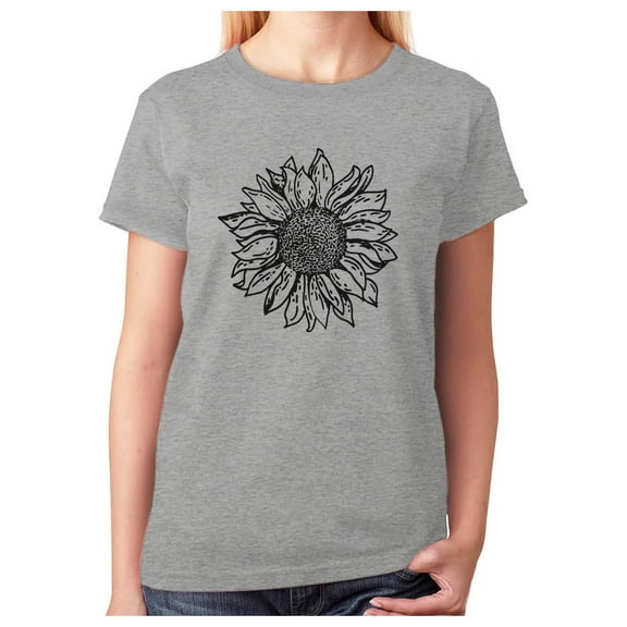 Sunflower Shirt for Women Cute Graphic Tee Girls Summer Women T-Shirt XX-Large Gray