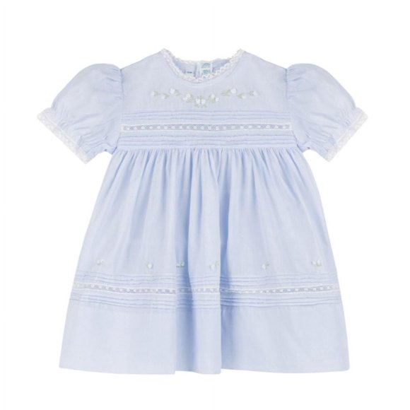 Feltman Brothers Baby Girls Blue Bullions Dress with Lace Trim 24 Months